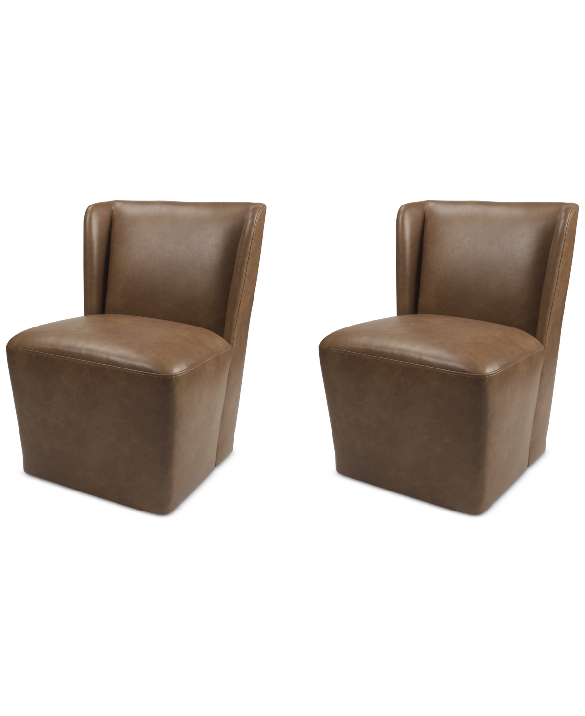 Macy's Seham 2-pc. Faux Leather Dining Chair Set, Created For  In Brown