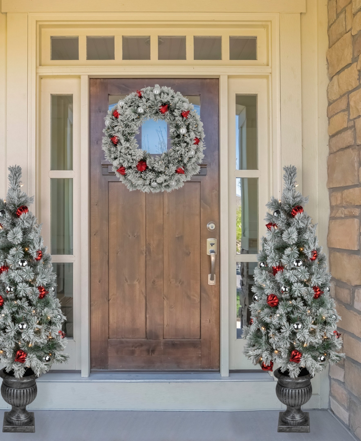 Northlight Pre-Lit Potted Snowy Bristle Pine Artificial Christmas Tree 5'