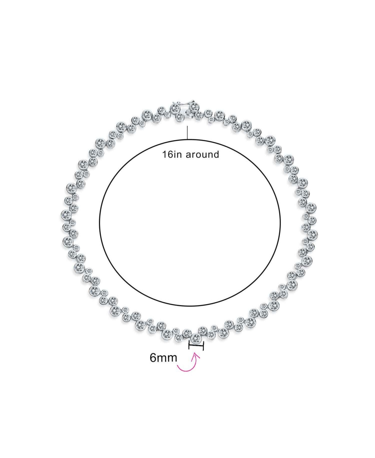 Bling Jewelry Modern Zigzagged Staggered Geometric Cz Round Bezel Set Bubble Zirconia Tennis Necklace For Women Prom Inch