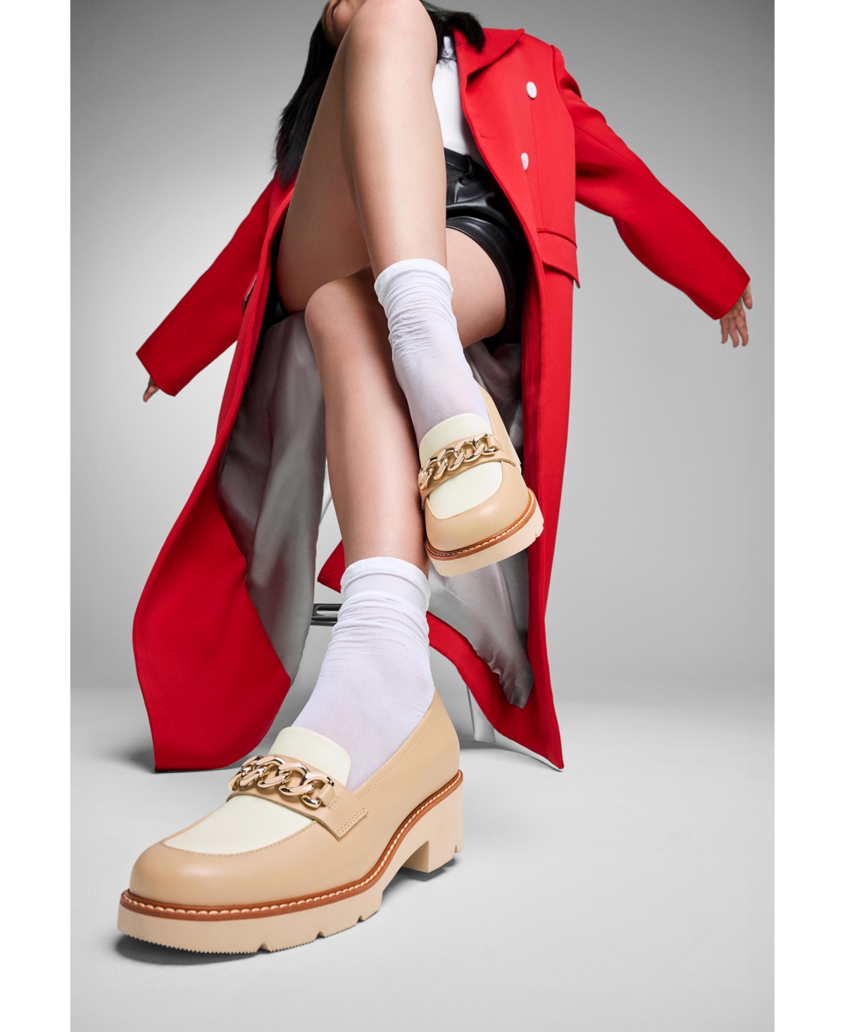 Naturalizer Desi Lug Sole Loafers -White Leather