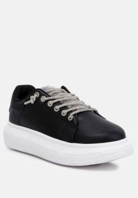 Womens Jaxen Rhinestones Lace Up Sneakers
