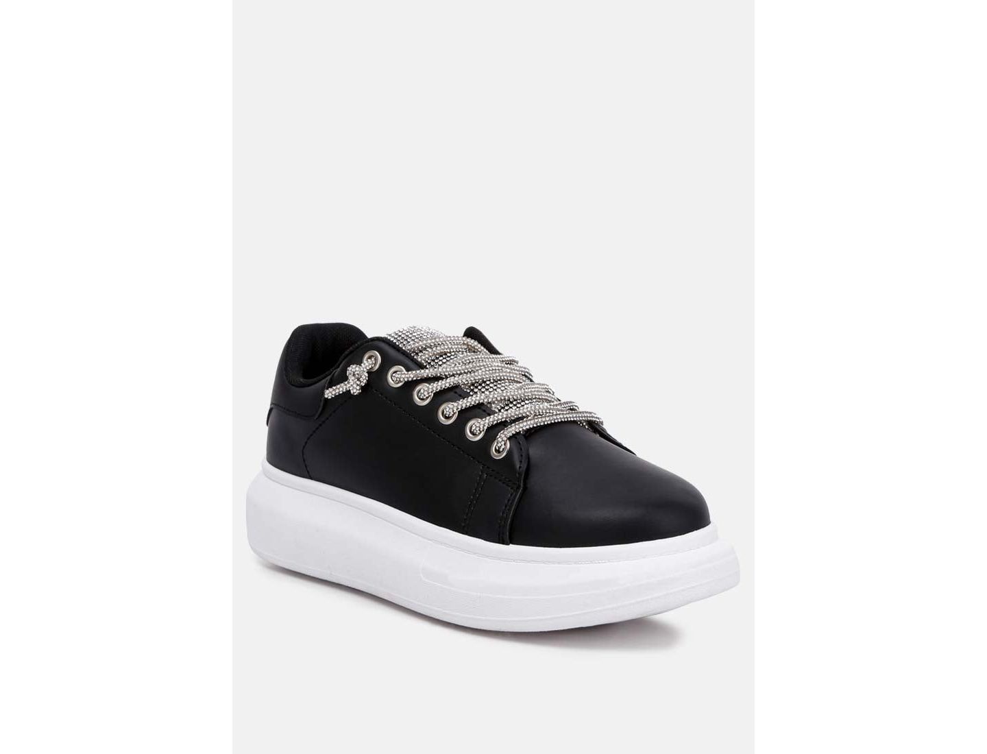 Женские кроссовки London Rag Jaxen Rhinestones Lace Up, цвет: Чёрный — фото 1
