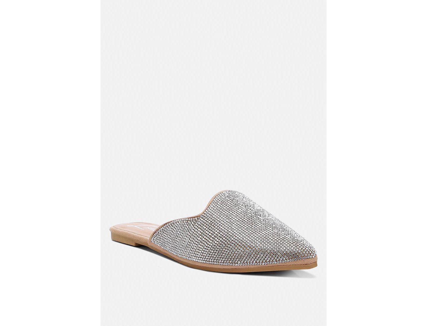 Женские сабо London Rag Rayen rhinestones embellished mules, цвет: Бежевый — фото 2