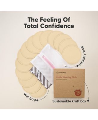 14pk Soothe Reusable Nursing Pads for Breastfeeding, 4-Layers Organic Breast Pads, Washable Nipple Pads
