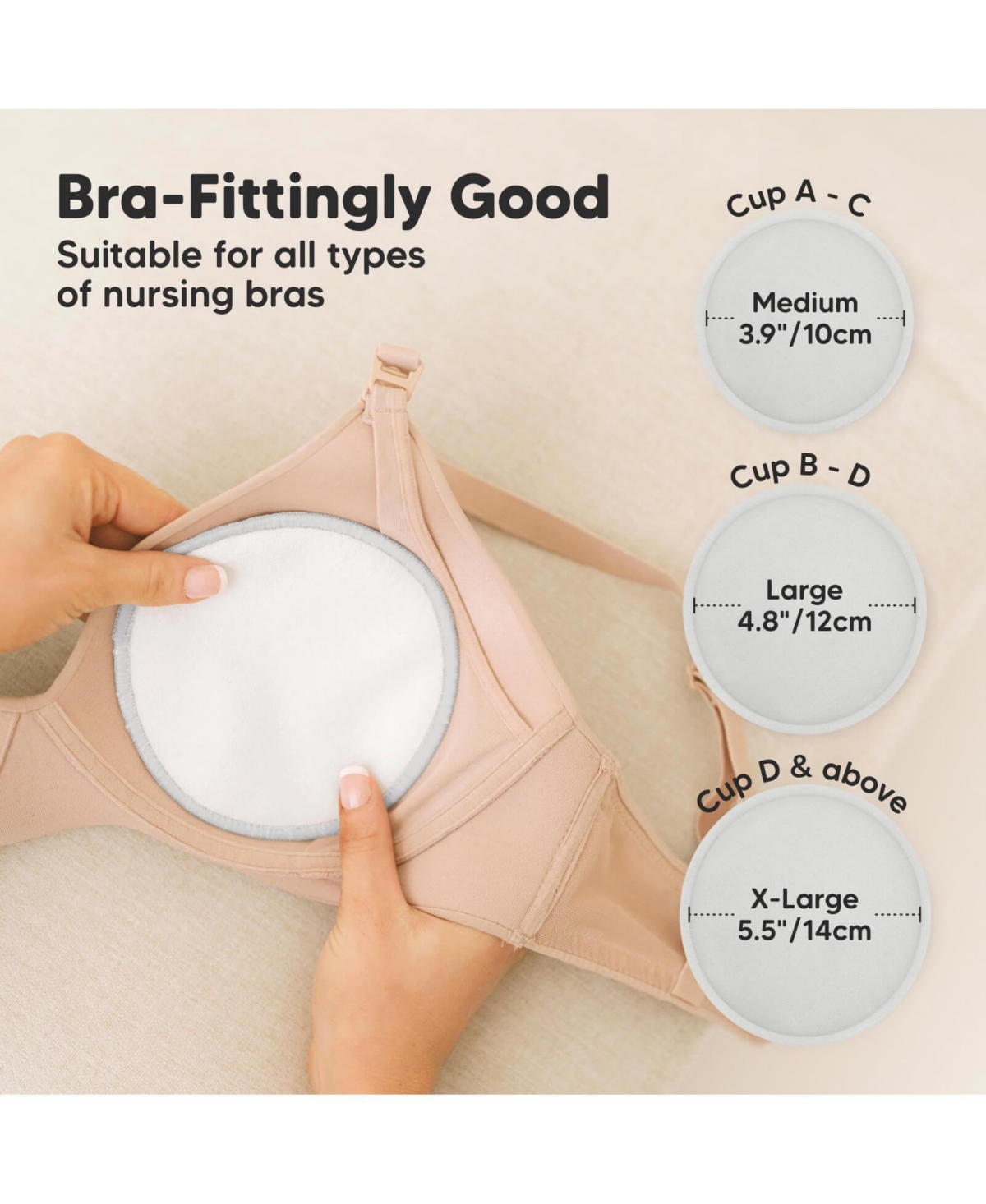 KeaBabies Maternity 14pk Soothe Reusable Nursing Pads for Breastfeeding, 4-Layers Organic Breast Pads, Washable Nipple Pads