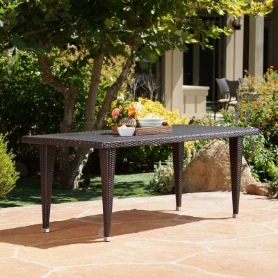 Streamdale Classic Iron & Wicker Outdoor Dining Table for 7