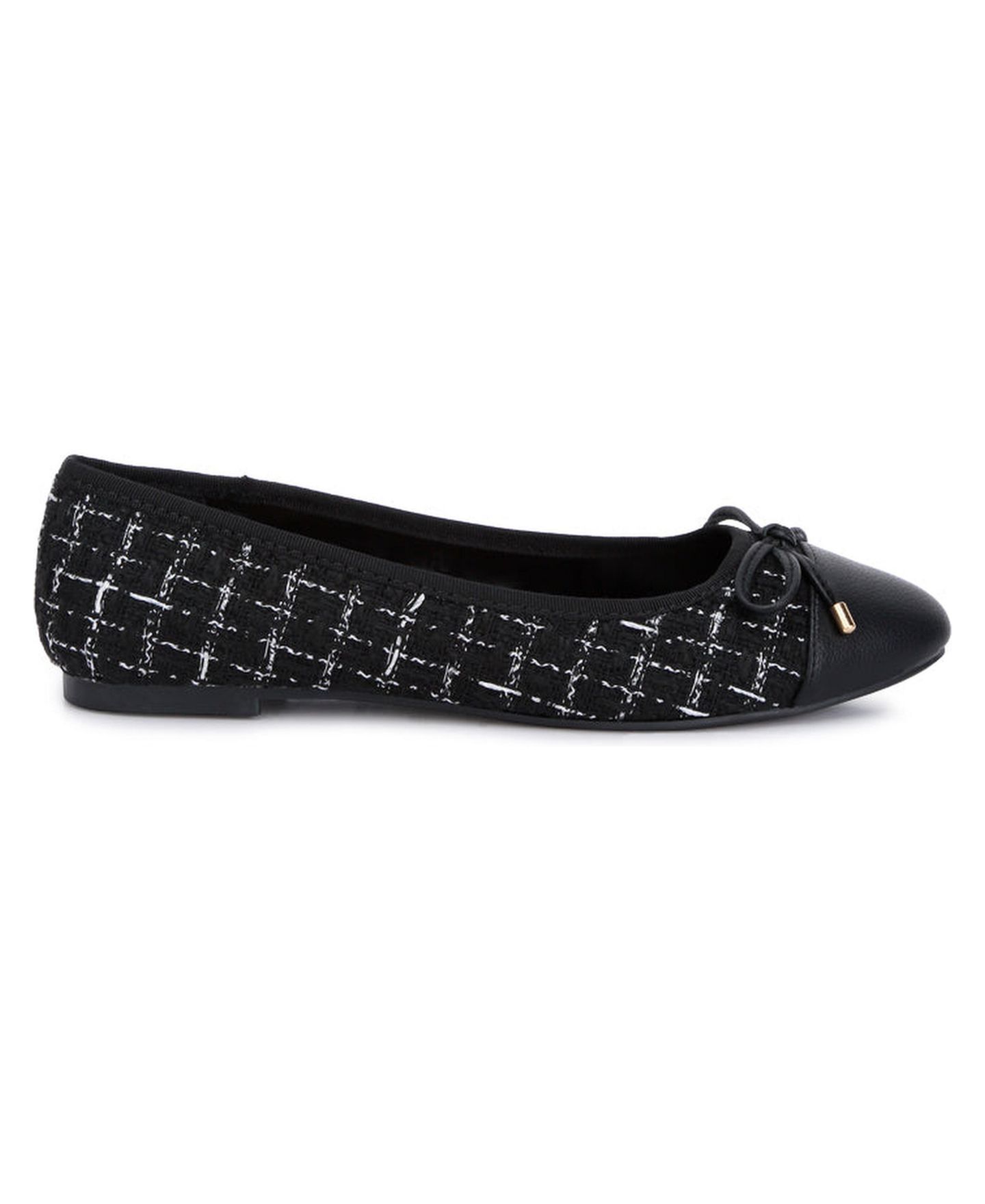 Женские балетки London Rag Junpey Plaid Tweed Ballet Flats, цвет: Чёрный — фото 1