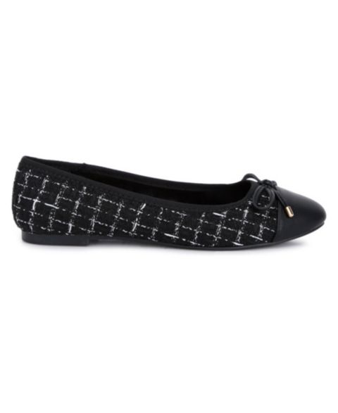Женские балетки London Rag Junpey Plaid Tweed Ballet Flats, цвет: Чёрный