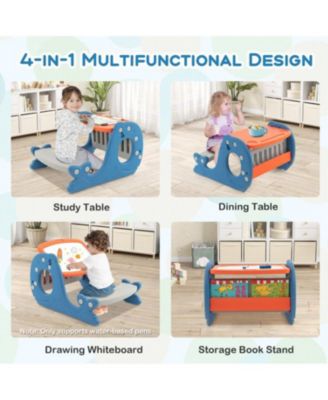 Toddler Convertible Activity Table Set Easel with Erasable Whiteboard-Blue