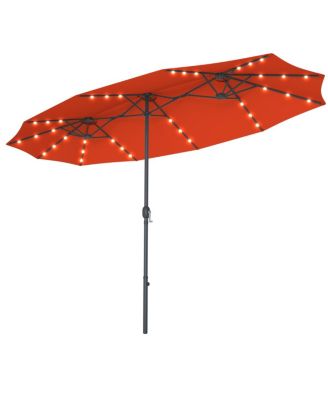 15 ft Patio LED Crank Solar Powered 36 Lights  Umbrella without Weight Base