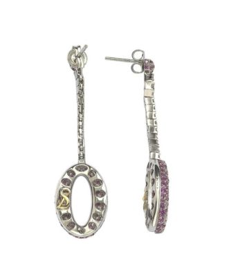 Pink Sapphire & Lab-Grown White Sapphire Oval Circle Drop Dangle Earrings in Sterling Silver by Suzy Levian