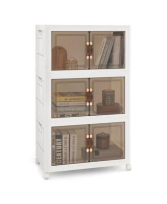 Stackable Storage Bins with Lockable Wheels-3 Pack