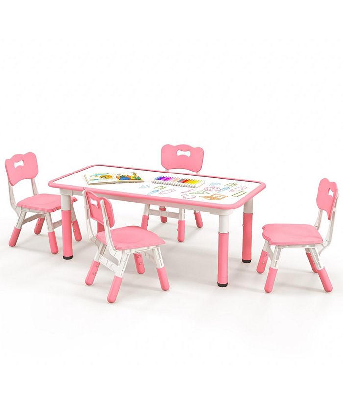Slickblue Kids Table and Chairs Set of 4 with Graffiti Desktop - Macy's