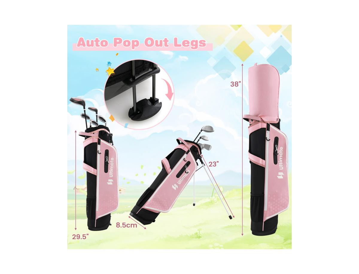 Slickblue Junior Complete Golf Club Set with Stand Bag Rain Hood