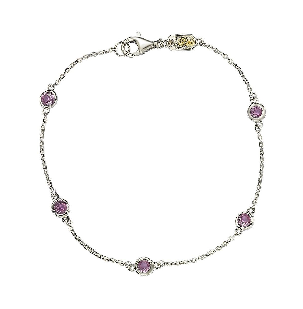 Pink Sapphire 1 cttw Station Link Bracelet in Sterling Silver - Pink