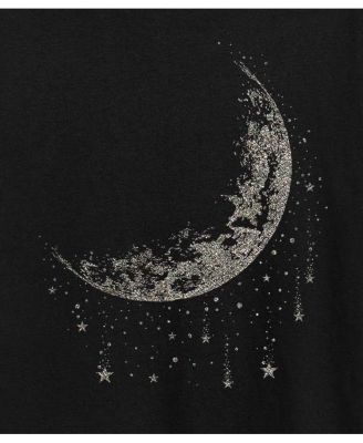 Moon and Falling Stars Metallic Plus Size Graphic T-Shirt