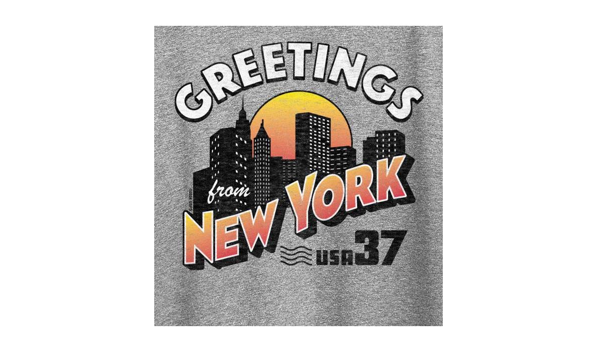 Hybrid Apparel Greetings From New York Plus Size Graphic T-shirt In Heather Grey