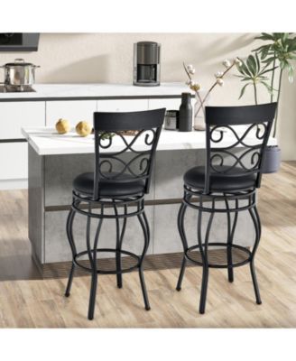   Set of 2  Metal   30", Backrest & Footrest  Bar Stools