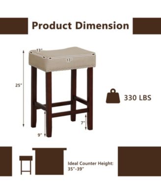 Set of 2 24 Inch Bar Stool with Curved Seat Cushions