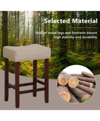 Set of 2 24 Inch Bar Stool with Curved Seat Cushions