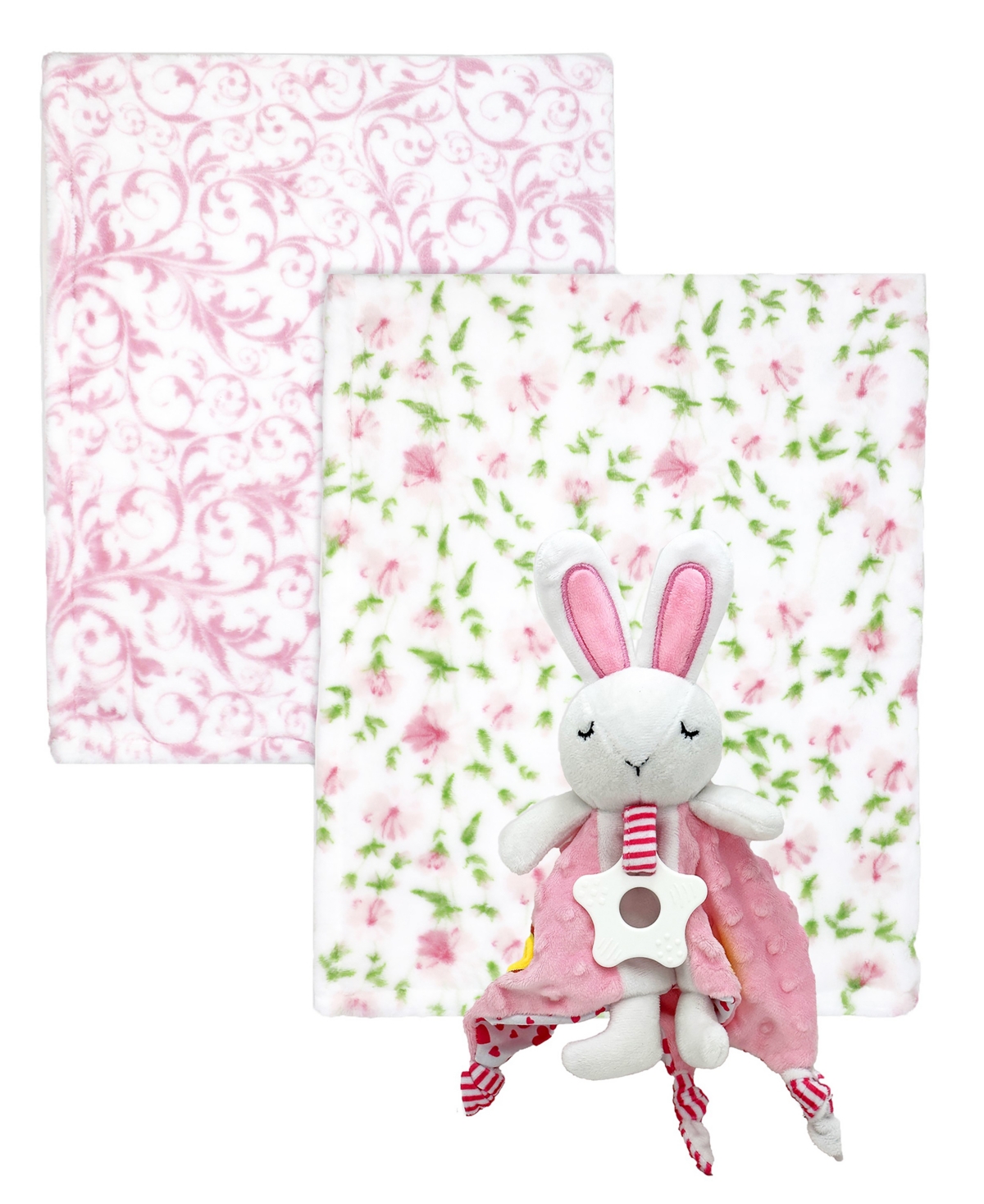 Tendertyme Baby Boys and Baby Girls 3 Piece Fleece Blanket and Taggy Toy Gift Assortment