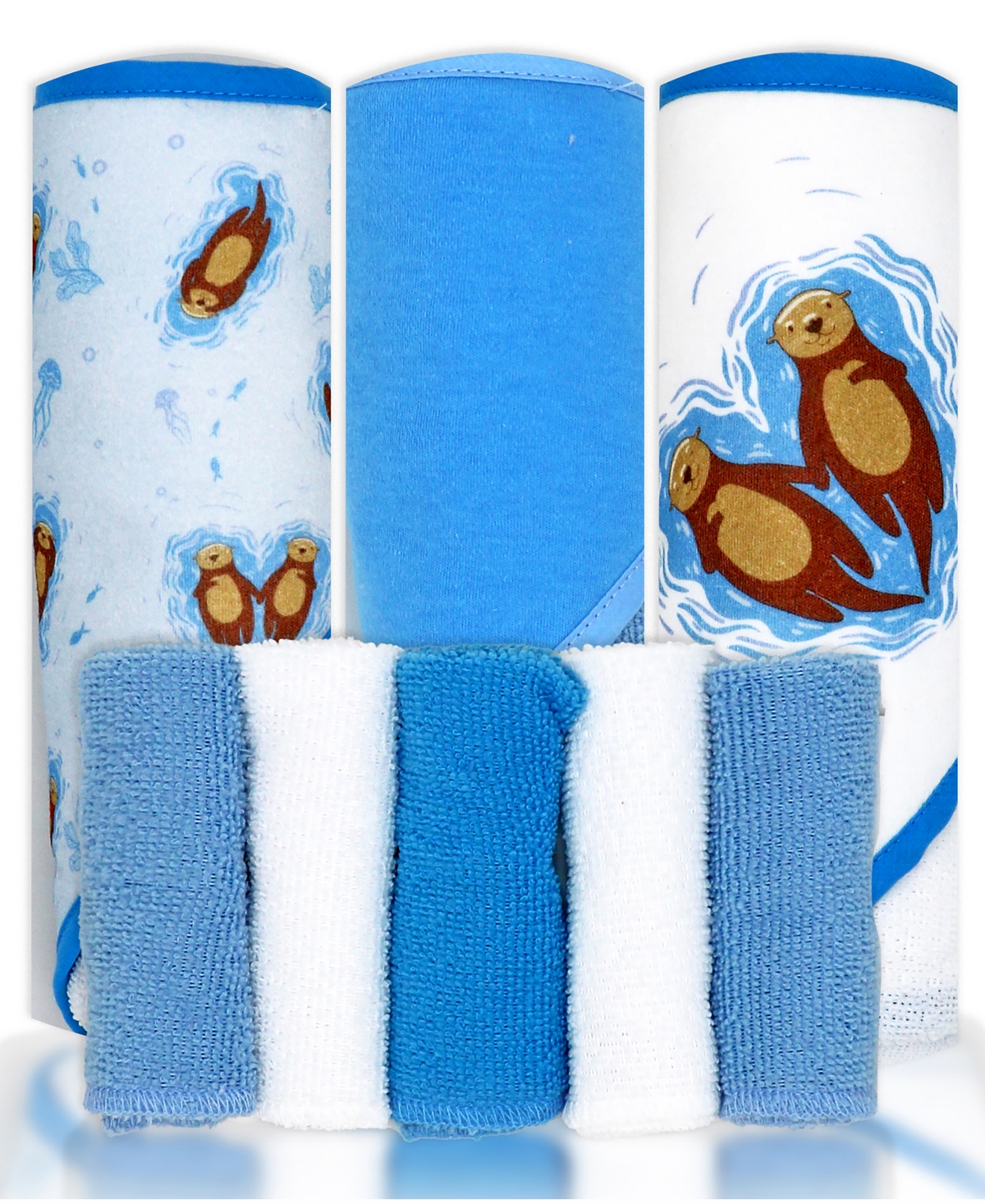 Tendertyme Baby Boys and Baby Girls 8 Piece Hooded Bath Towel and Wash Cloth Set