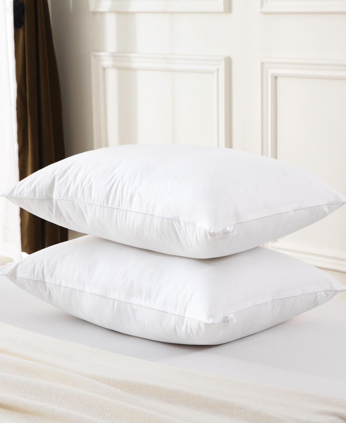 Royal Velvet White Goose Nano Down Feather Blend Pillow In White