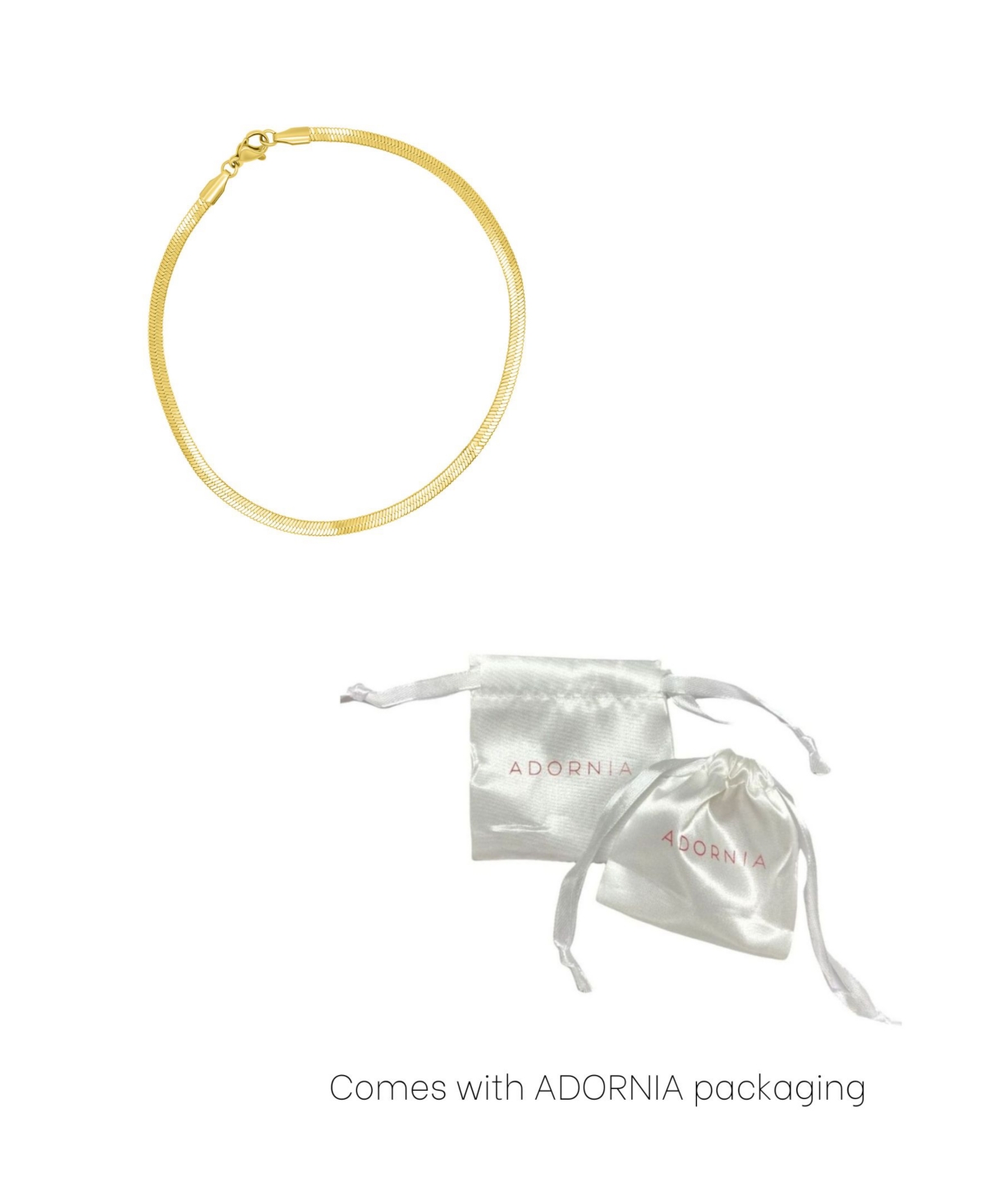 Adornia Gold Tarnish Resistant Adjustable 9-11" Thin Herringbone Chain Anklet In Gold