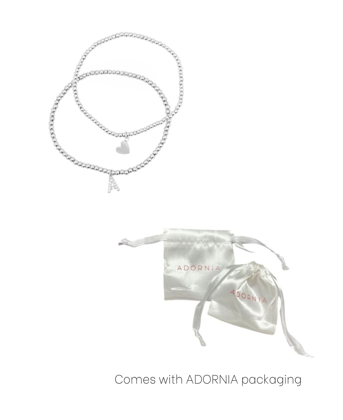 Adornia Silver Stretch With Mini Crystal Initial Bracelet Set In Letter K