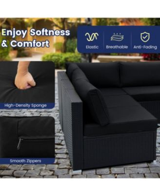 10 Piece Outdoor Wicker Conversation Set with Seat and Back Cushions