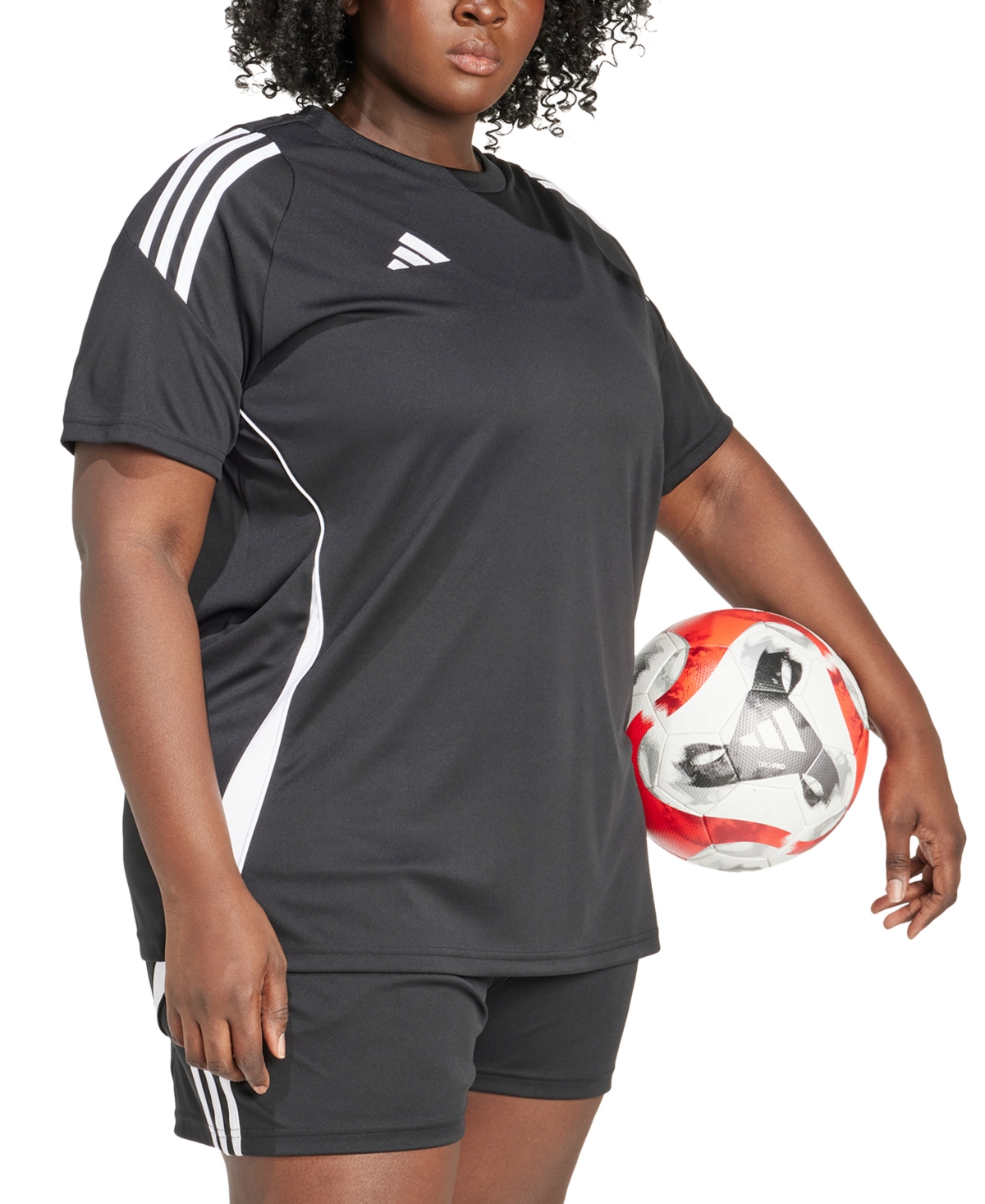 adidas Plus Size Tiro 24 Football Jersey T-Shirt -whit