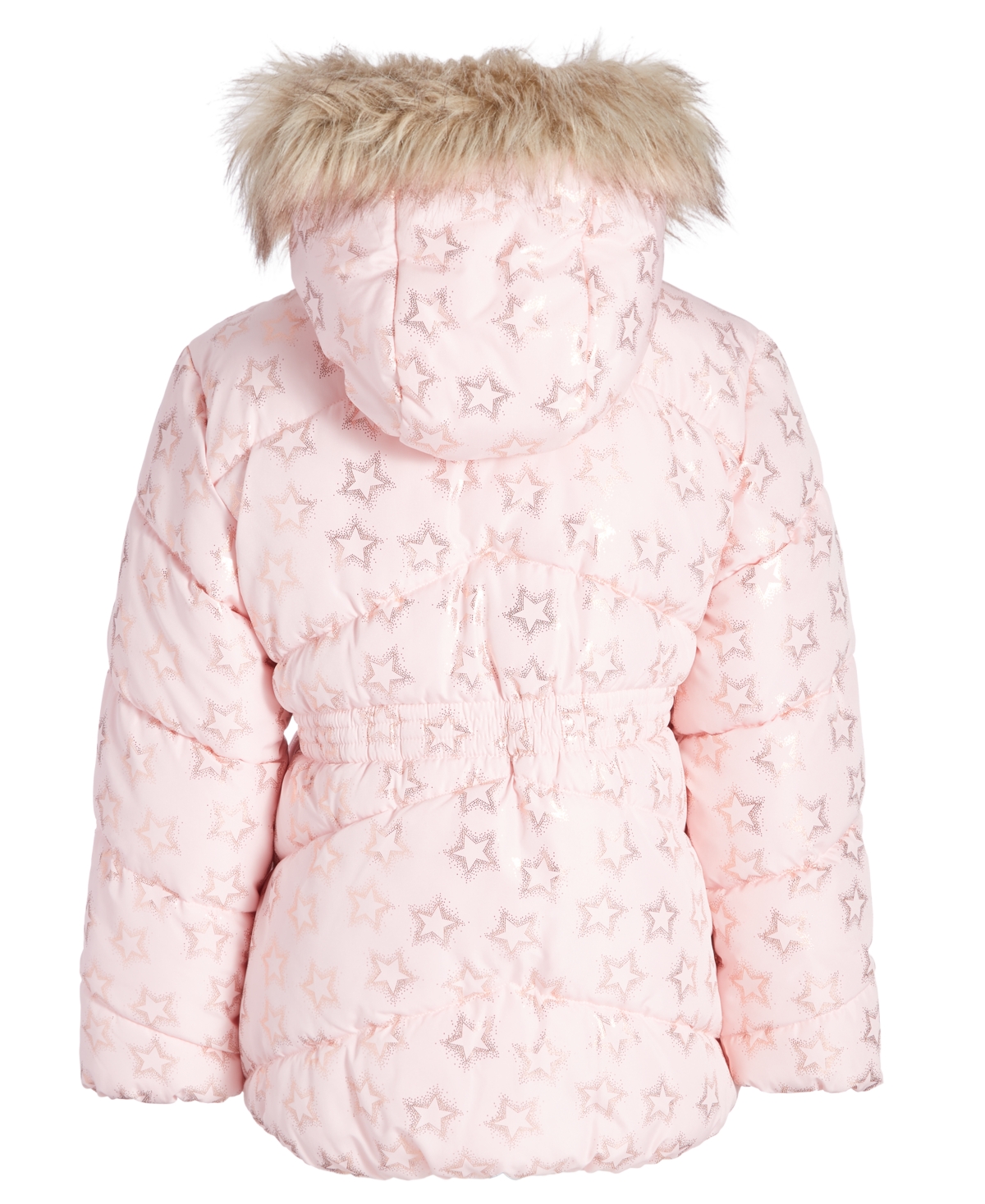 S Rothschild & Co Toddler & Little Girls Foil Quilted Puffer Coat With Faux-Fur Trim