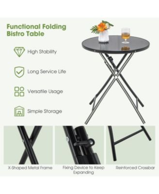 23 Inch Round Bistro Table with Tempered Glass Tabletop