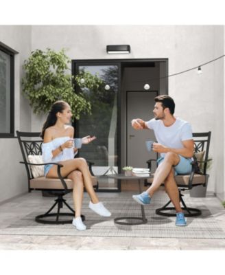 2 Pieces Patio Swivel Chairs with Blossom Pattern Backrest and Cushions