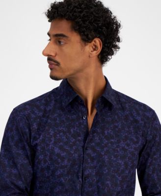 HUGO by Hugo Boss Men's Ermo Slim Fit Printed Long Sleeve Button