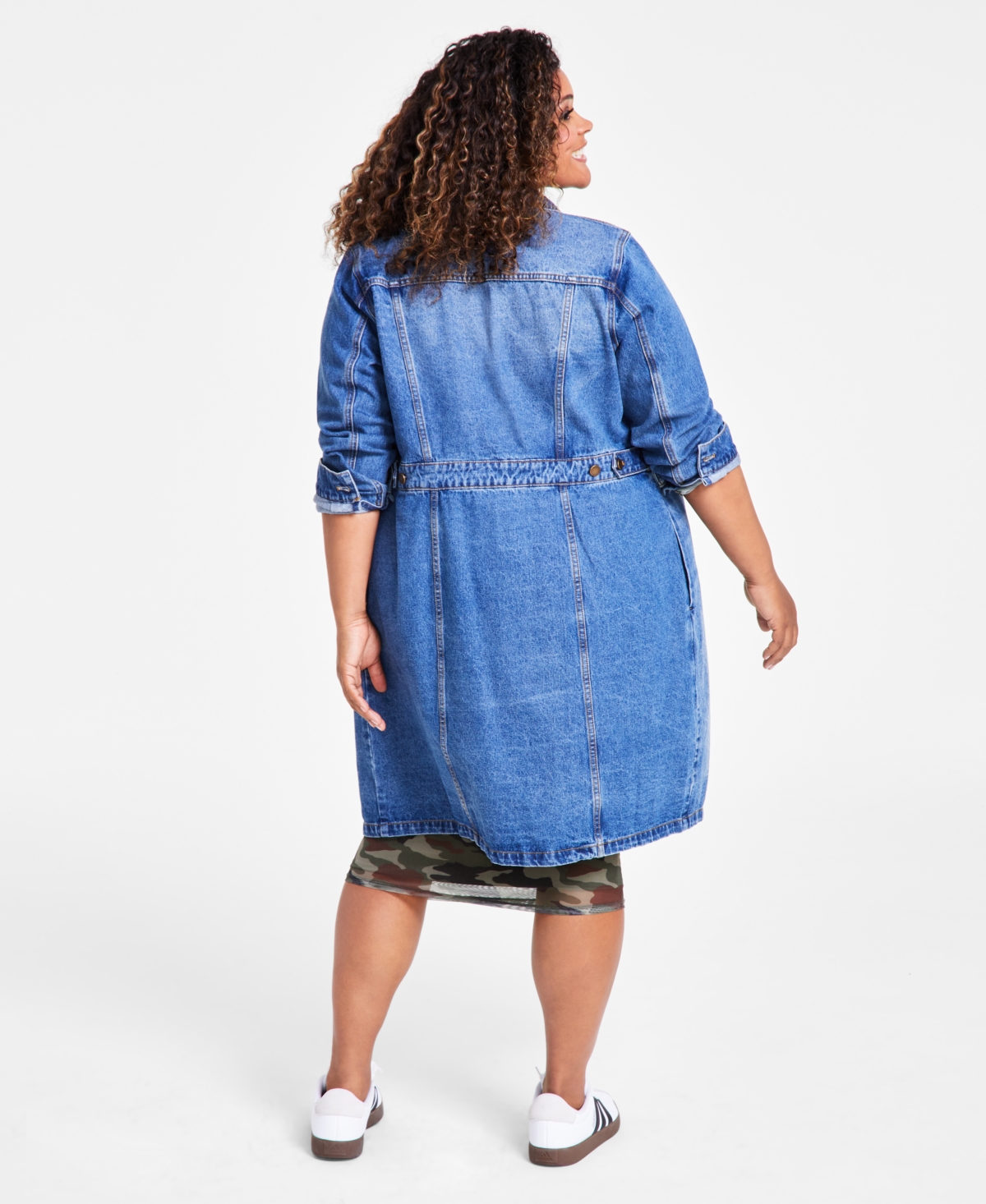 Nina Parker Trendy Plus Size Cotton Long Denim Jacket and Dress