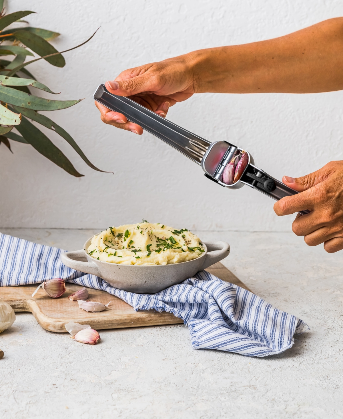 Dreamfarm Garject Peel Eject Garlic Press In Silver
