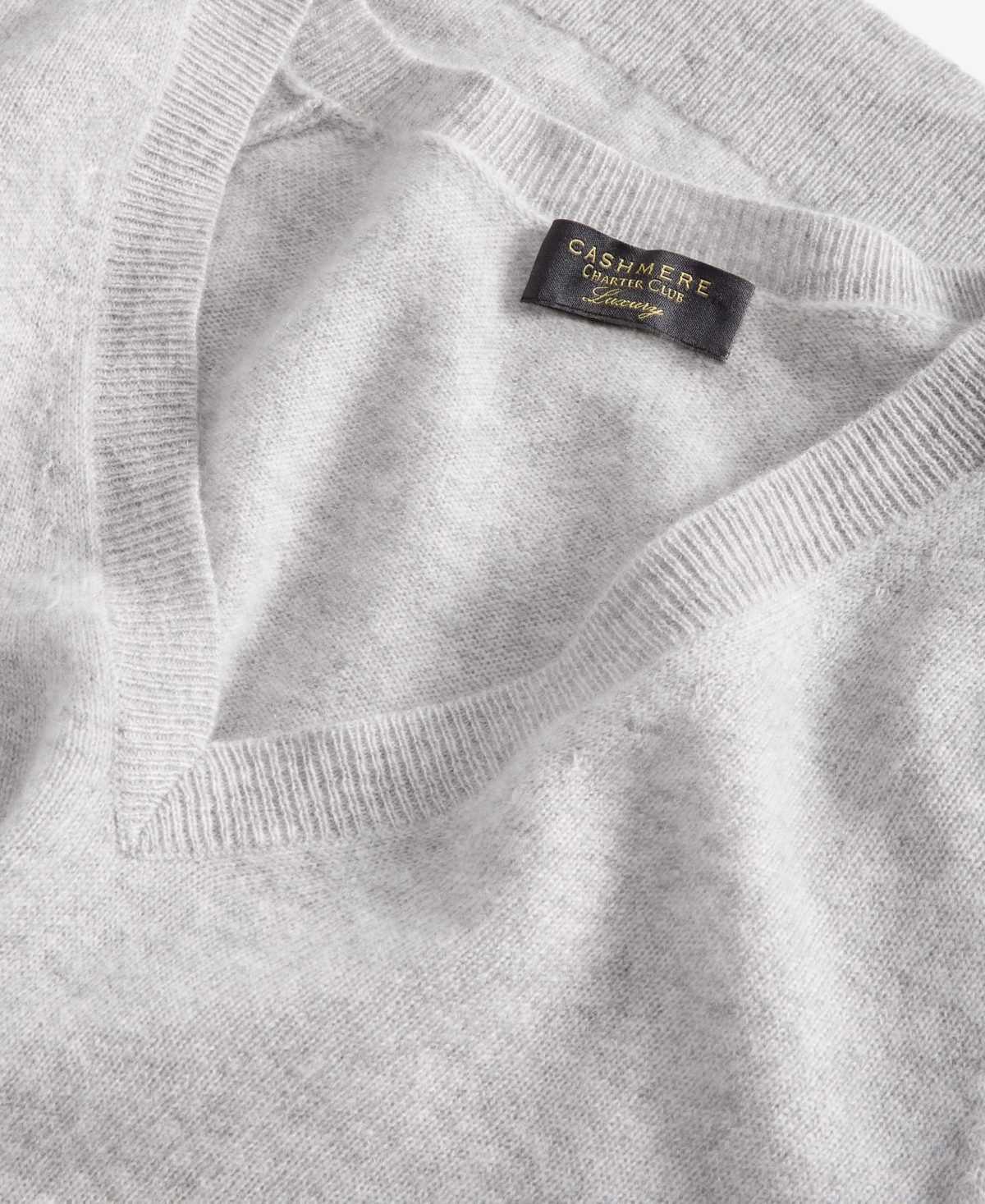 Charter Club 100% Cashmere Petite V-neck Long-sleeve Sweater, Created For Macy's In Ice Grey Heather