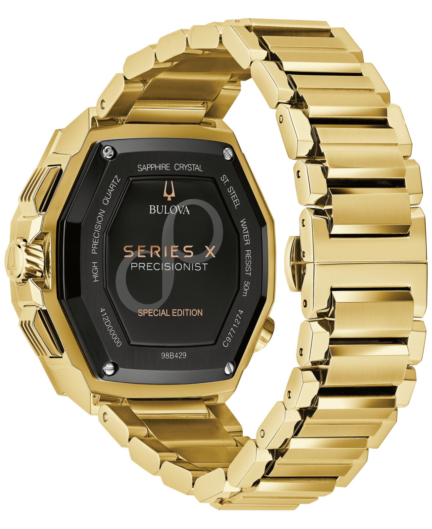 Мужские часы Bulova Chronograph Series X Precisionist Gold-Tone Stainless Steel Bracelet Watch 45mm — фото 3