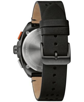 Men's Chronograph Racer Black Leather Strap Watch 42mm