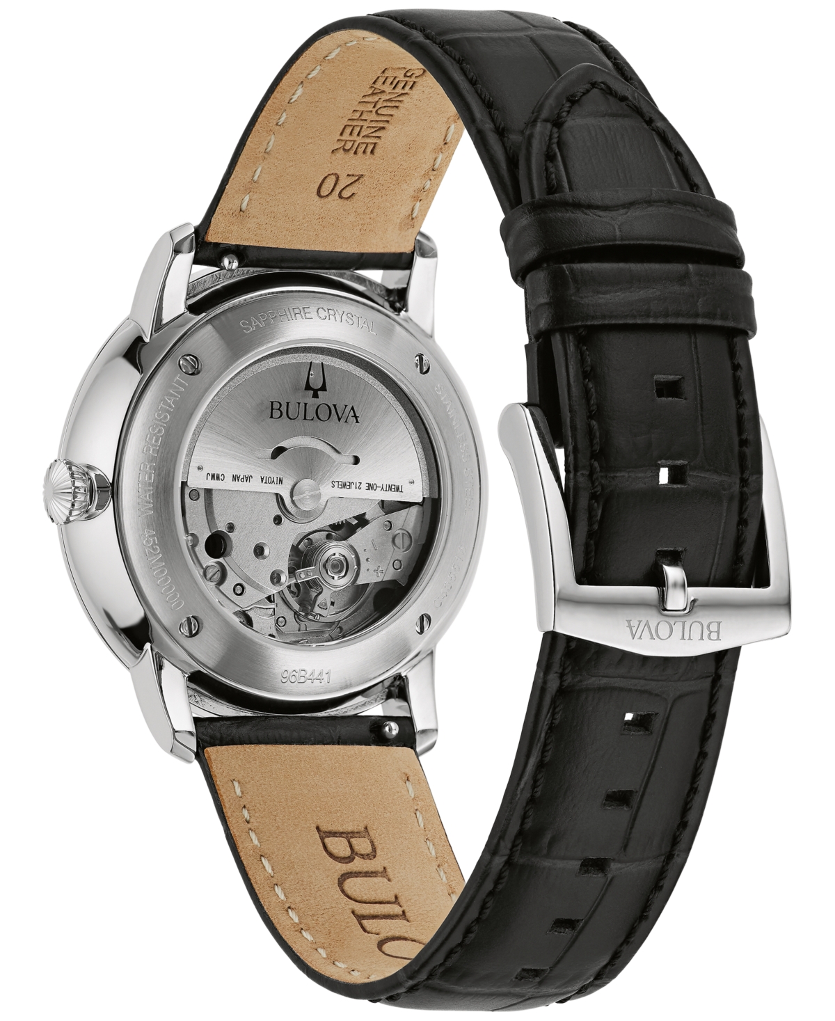 Bulova Unisex Automatic Hudson Black Leather Strap Watch 39mm In No Color