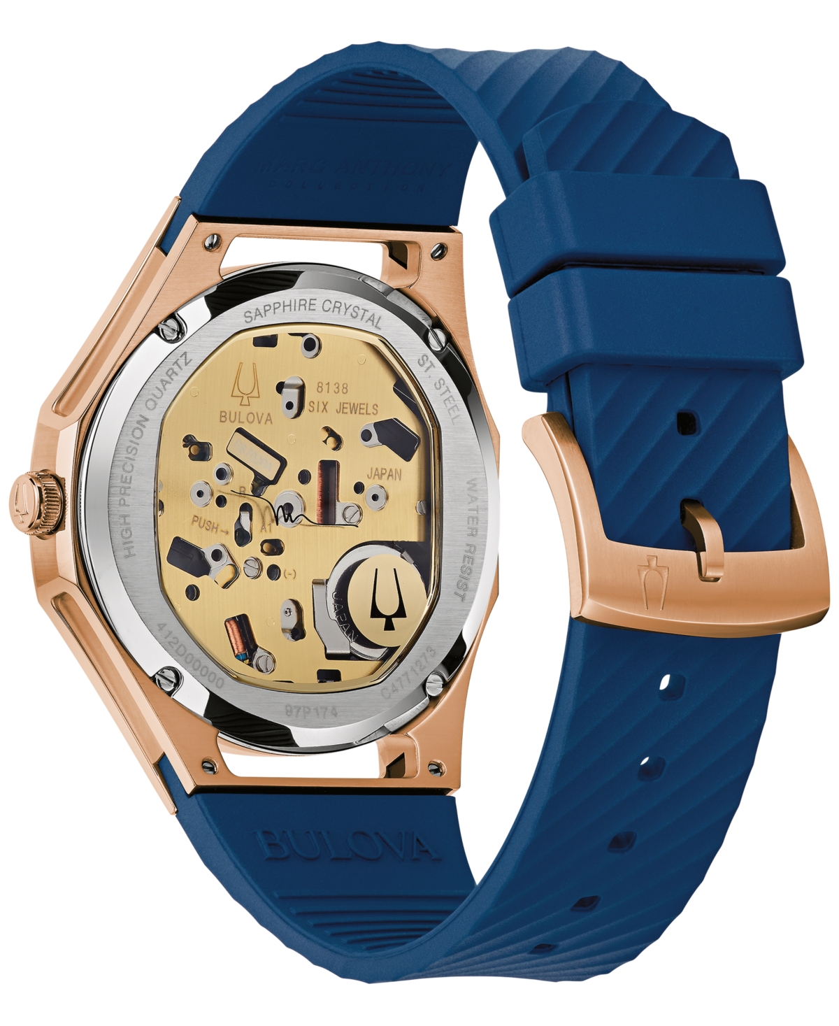 Shop Bulova Women's Marc Anthony Curv Diamond Accent Blue Silicone Strap Watch 41mm In No Color