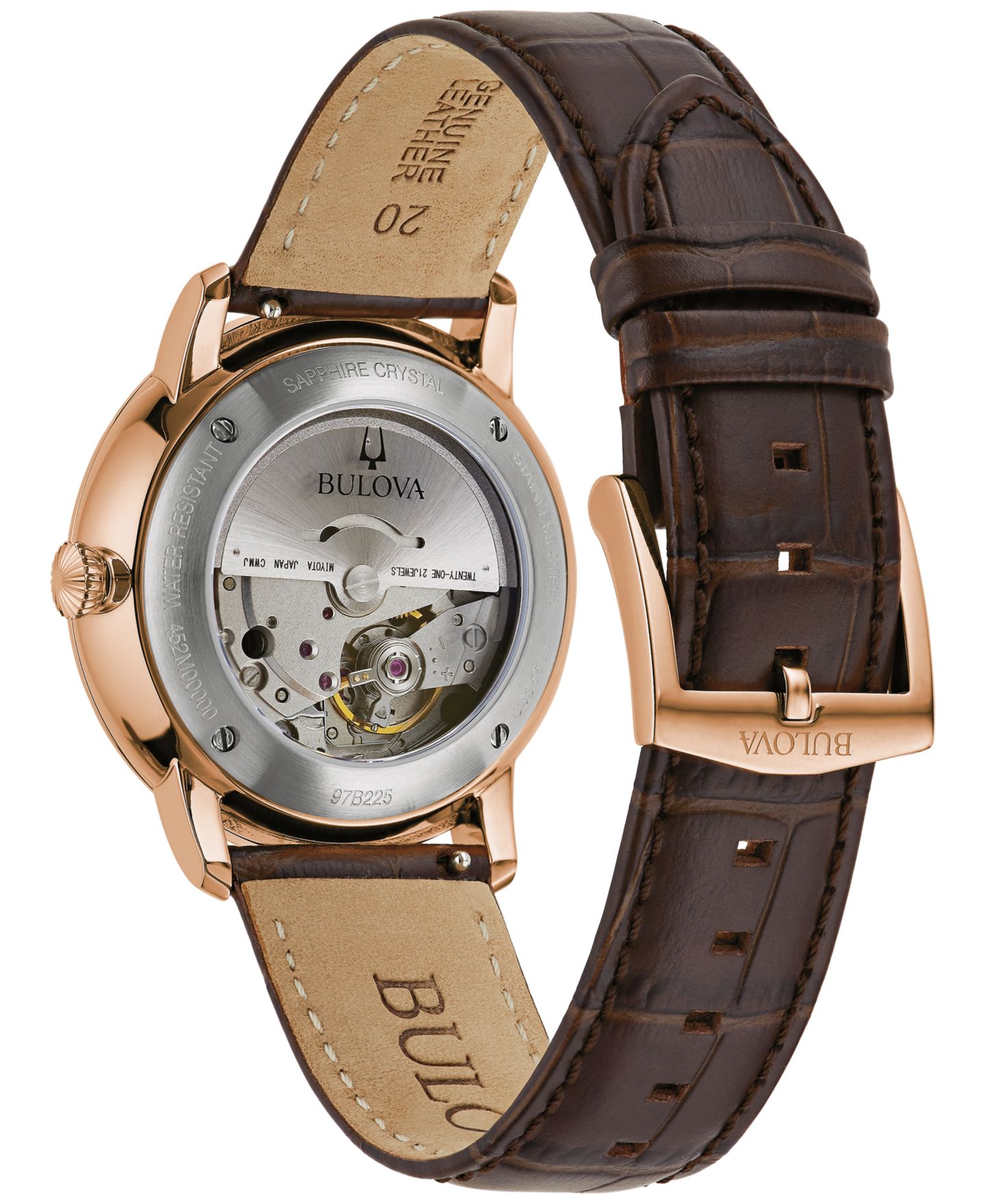 Часы Bulova Unisex Automatic Hudson Brown Leather Strap Watch 39mm — фото 3