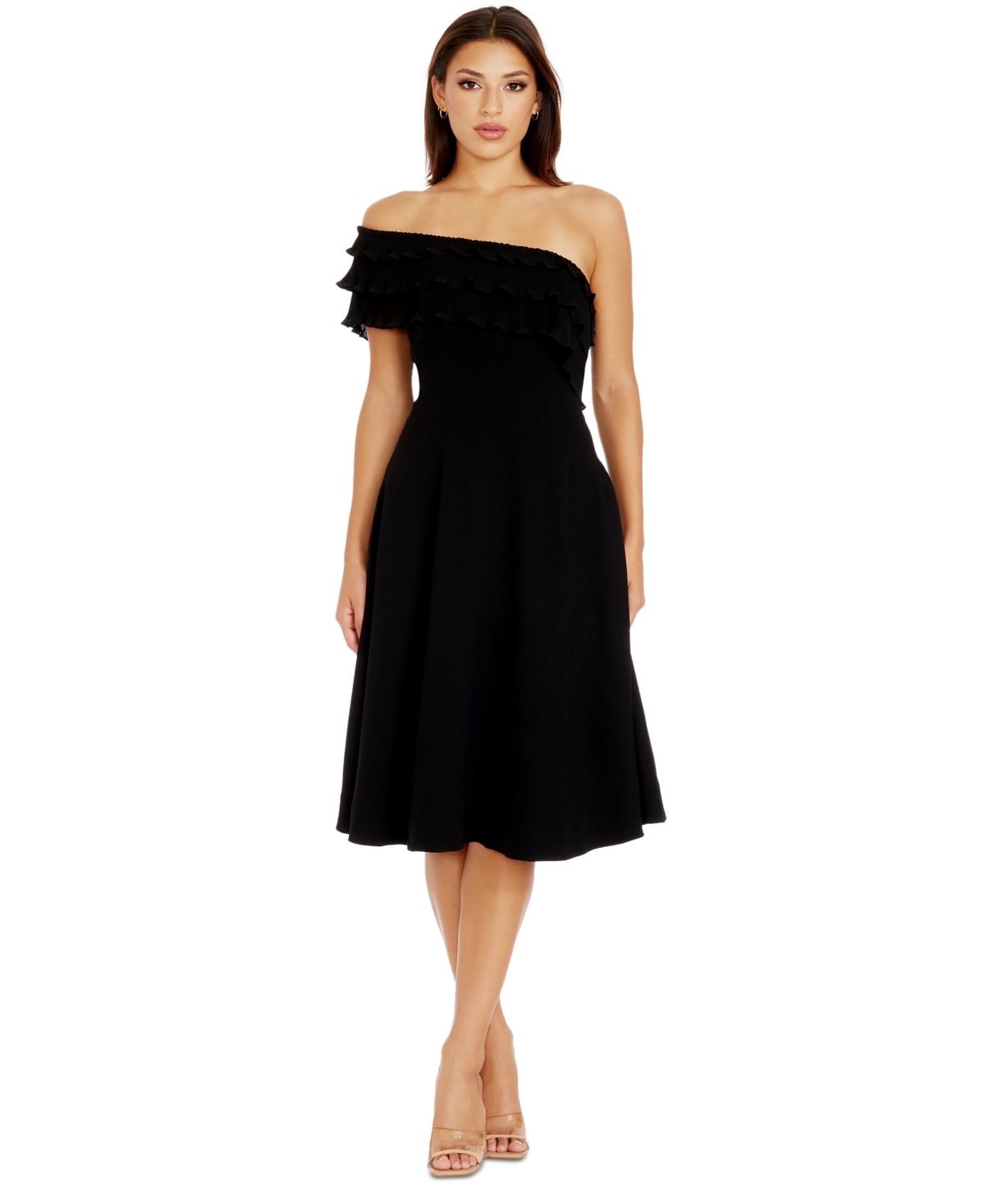 Women's Kristy One-Shoulder Ruffle Dress - Black