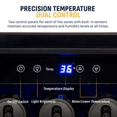 24" Wine & Beverage Refrigerator, 18-Bottle & 60-Can Capacity, Built-in Dual Zone Cooler with French Doors