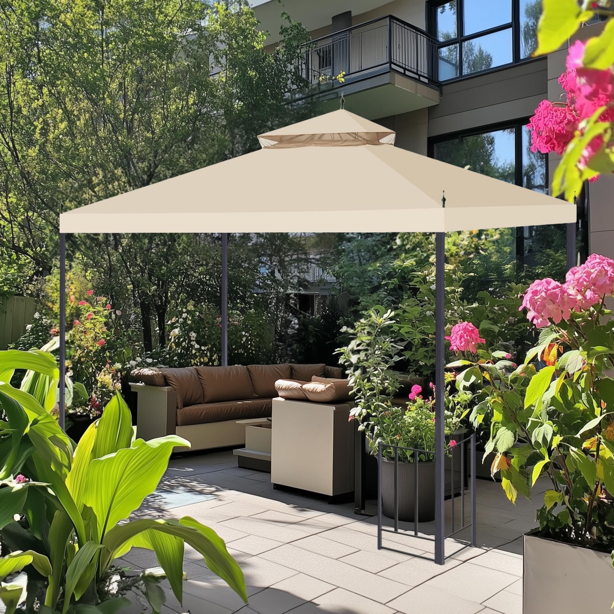 Yescom 10'x10' Water Resistant Canopy Top Replacement for Arrow Gazebo dual Tier Beige Outdoor MS17-301-004-20