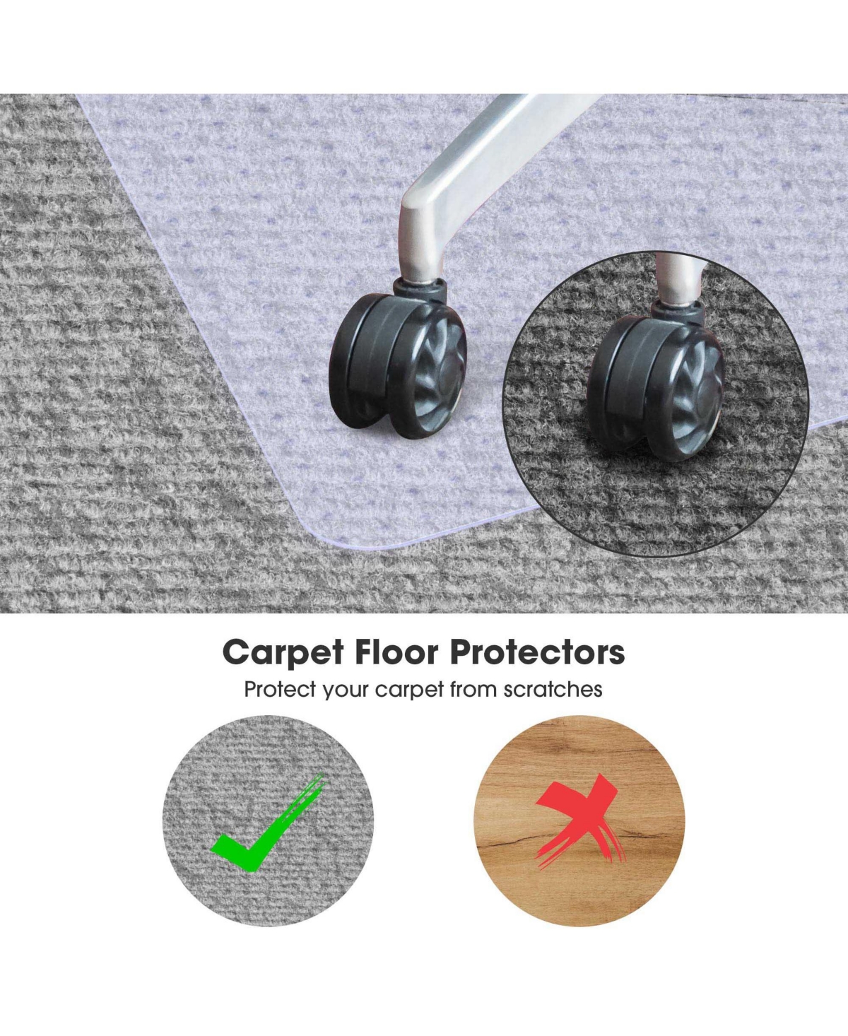 Yescom Pvc Floor Mats Studded Back for Low Pile Rolling Chair Rectangle 60