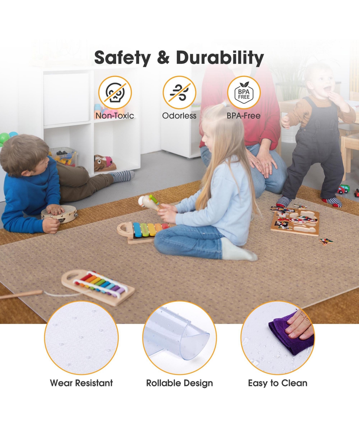 Yescom Pvc Floor Mats Studded Back for Low Pile Rolling Chair Rectangle 60