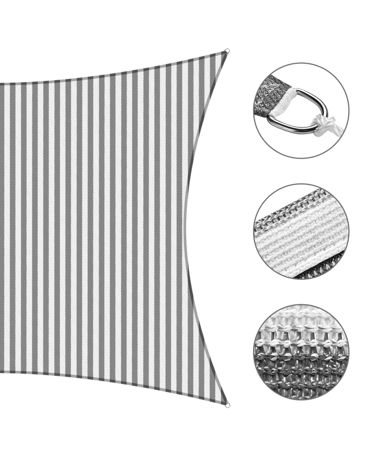 Yescom 19x13 Ft 97% Uv Block Rectangle Hdpe Sun Shade Sail Canopy Outdoor Patio Pool - Gray+white