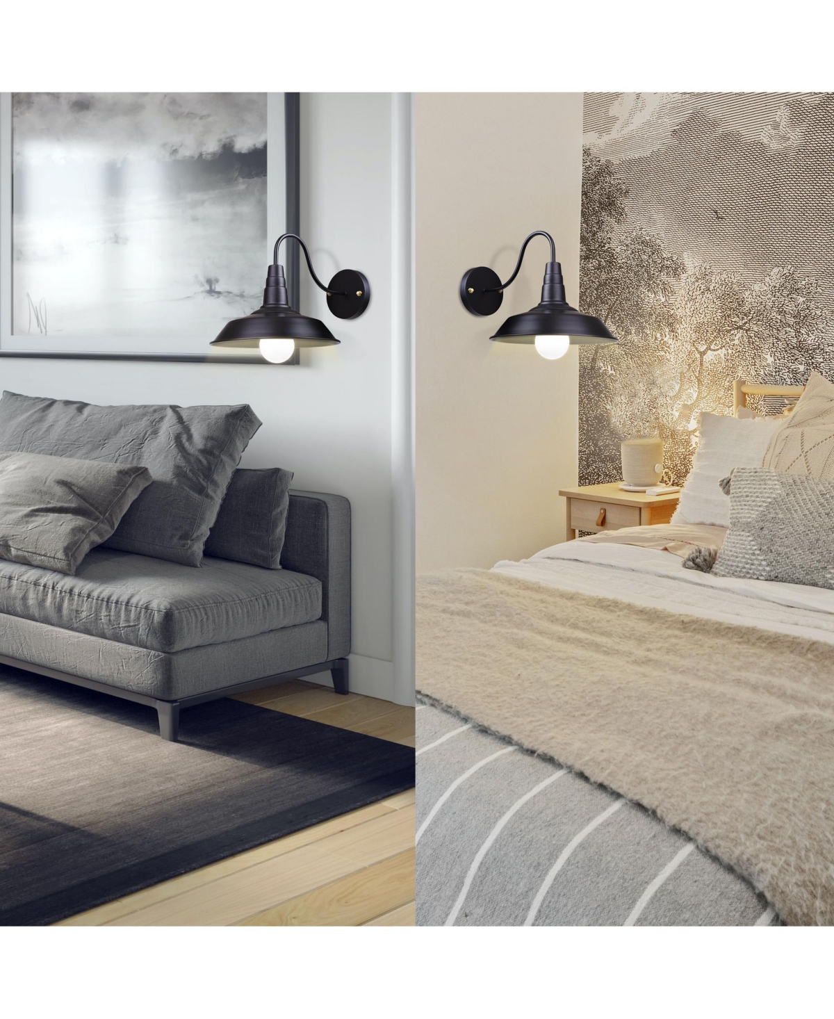 Yescom Retro Vintage Industrial Wall Sconce Gooseneck Barn Light Metal Shade 2 Pack